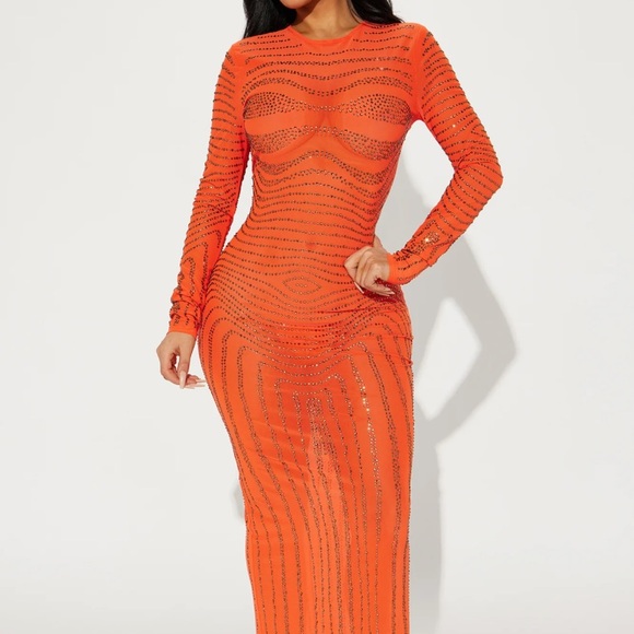 Orange Miracle Embellished Maxi Dress. - Picture 3 of 4